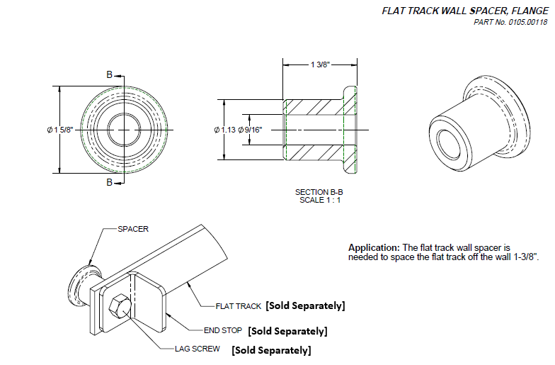 400lb Flat Track - 105 Wall Spacer