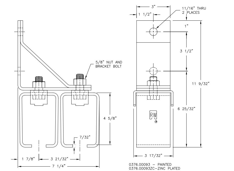 1000lb Box Track - 376 Bypass Lock Joint Bracket