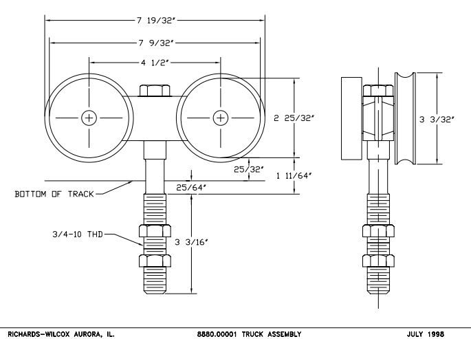 Series 8880 Ball Bearing Box Track Trucks (Pairs) no Aprons