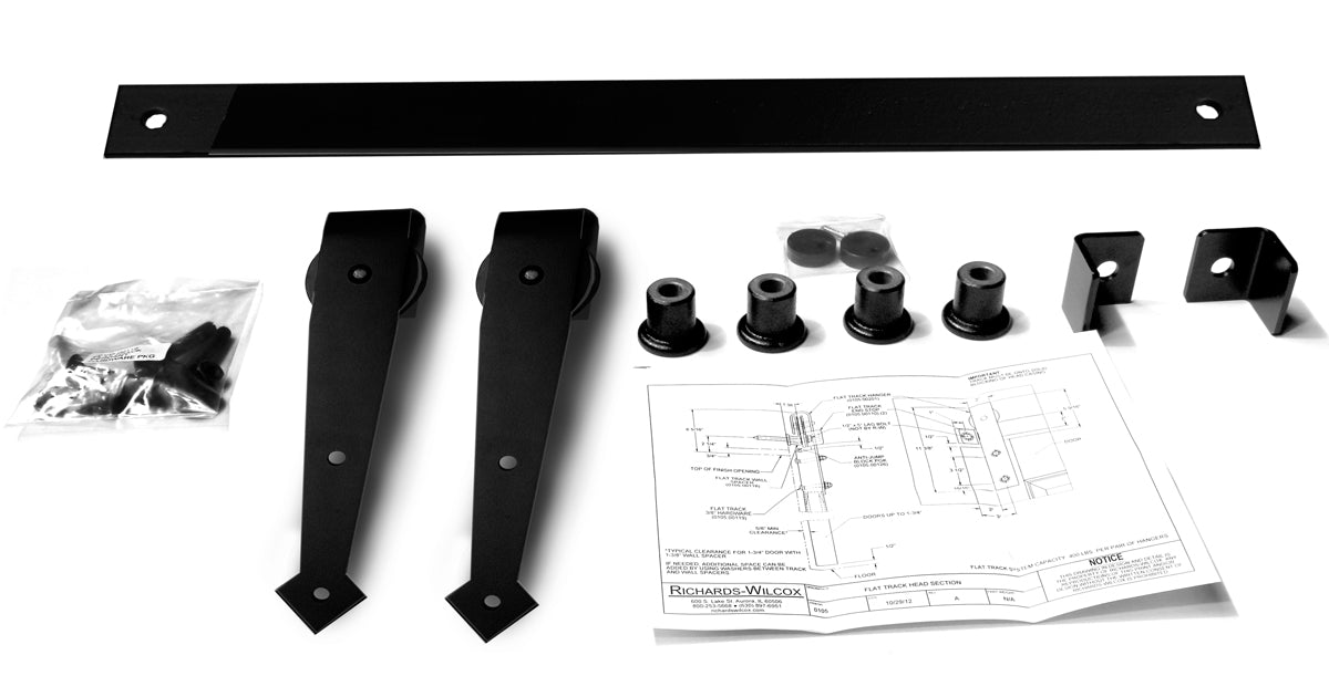 Single Door Decorative Flat Track Hardware Kit