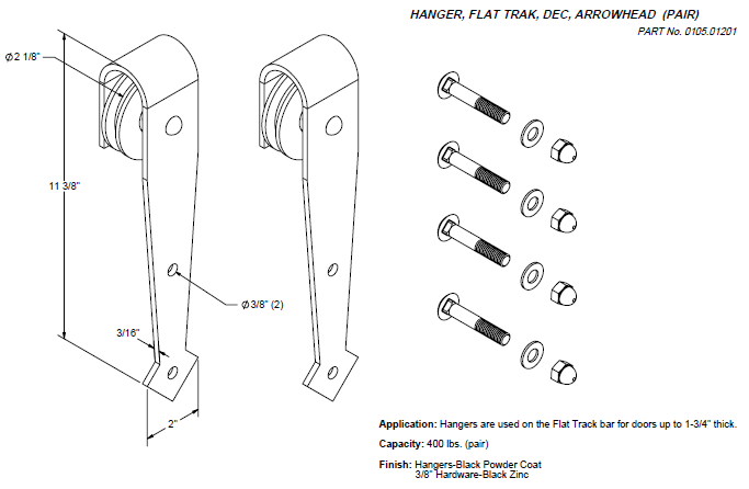 Series 105 Arrowhead Flat Track Hanger (Pairs)