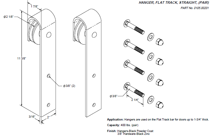 Series 105 Traditional Flat Track Hanger (Pairs)